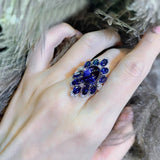 Exaggerated Royal Crystal Sapphire Tower Ring
