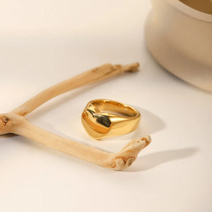 18K PVD Plated Punk Heart Rings Stainless Steel Love Ring for Girls