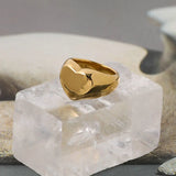 18K PVD Plated Punk Heart Rings Stainless Steel Love Ring for Girls
