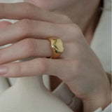 18K PVD Plated Punk Heart Rings Stainless Steel Love Ring for Girls