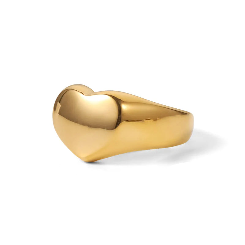 18K PVD Plated Punk Heart Rings Stainless Steel Love Ring for Girls