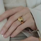 18K PVD Plated Punk Heart Rings Stainless Steel Love Ring for Girls