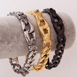 Vintage Cuban Chain Bracelet Stainless Steel Gold/Silver/Black Pattern