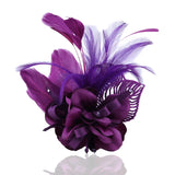 Vintage High Feather Brooch Fabric Flower Pin Hairclip Dress Coat Decoration