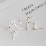 925 Silver Geometric Square Hollow Box Cube Necklace
