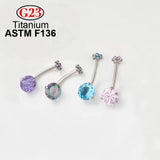 Female G23 Titanium Crystal Zircon Belly Button Rings Navel Piercing