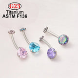 Female G23 Titanium Crystal Zircon Belly Button Rings Navel Piercing