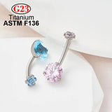Female G23 Titanium Crystal Zircon Belly Button Rings Navel Piercing