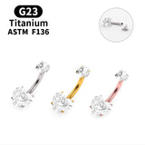 Fem. G23 Titanium Heart Crystal Belly Button Ring