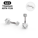 Fem. G23 Titanium Heart Crystal Belly Button Ring