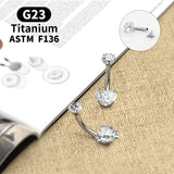 Fem. G23 Titanium Heart Crystal Belly Button Ring
