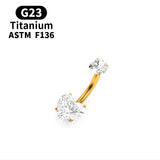 Fem. G23 Titanium Heart Crystal Belly Button Ring