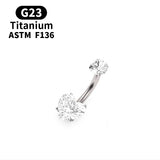 Fem. G23 Titanium Heart Crystal Belly Button Ring