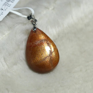 Natural Orange Sunstone Pendant - High Flash Good Light