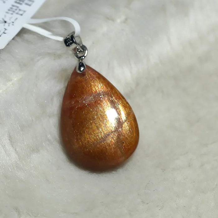 Natural Orange Sunstone Pendant - High Flash Good Light