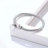 Forever Love Peach Heart Charm Bracelet & Bangle Stainless Steel Women Bangle