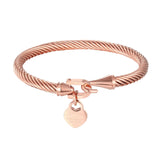 Forever Love Peach Heart Charm Bracelet & Bangle Stainless Steel Women Bangle