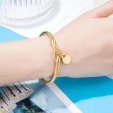 Forever Love Peach Heart Charm Bracelet & Bangle Stainless Steel Women Bangle