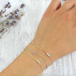 925 Silver Evil Eye Charm Bracelet Women Men 16+5cm