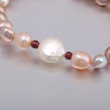 Freshwater Pearl Bracelet Garnet Bangle Charms for Women
