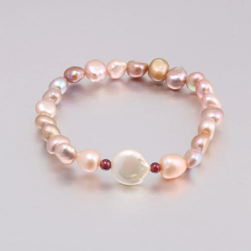 Freshwater Pearl Bracelet Garnet Bangle Charms for Women