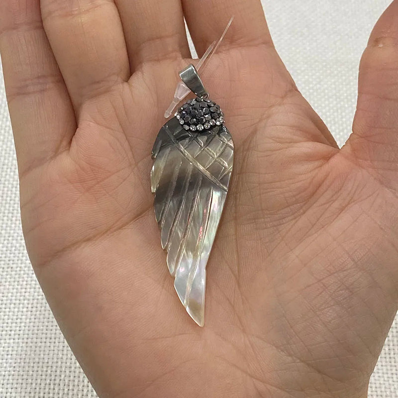 High Freshwater Shell Angel Necklace Pendant Reiki Healing Charm Jewelry