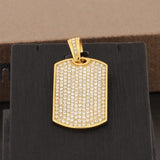 Stone Square Tag Necklace for Men Stainless Steel Hip Hop Necklace