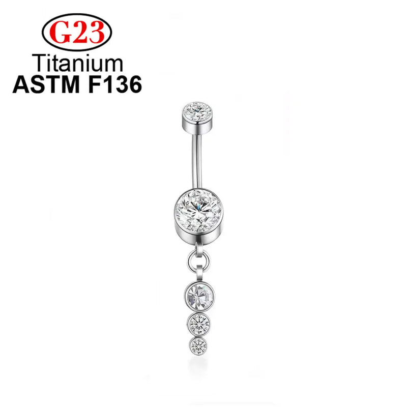 G23 Titanium CZ Zircon Navel Piercing Belly Button Rings