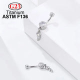 G23 Titanium CZ Zircon Navel Piercing Belly Button Rings