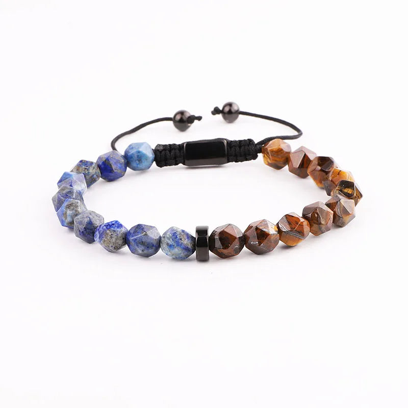 Gemstone Agate Tiger Eye Beads Macrame Bracelet Men Jewelry