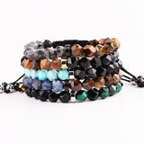 Gemstone Agate Tiger Eye Beads Macrame Bracelet Men Jewelry
