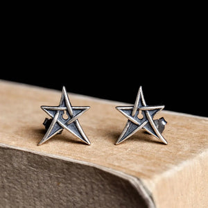 925 Sterling Silver Star Stud Earrings Punk Rock Allergy Gift