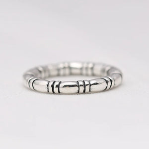 925 Silver Bamboo Pattern Ring for European Jewelry