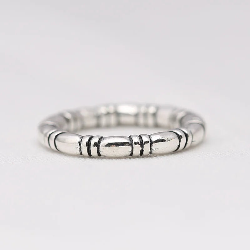 925 Silver Bamboo Pattern Ring for European Jewelry