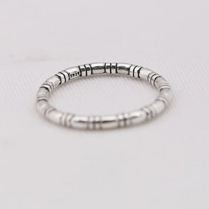 925 Silver Bamboo Pattern Ring for European Jewelry