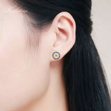 925 Silver CZ Crystal Turkey Evil Eye Earrings Yellow Rose