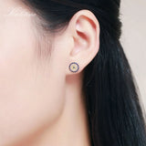 925 Silver CZ Crystal Turkey Evil Eye Earrings Yellow Rose