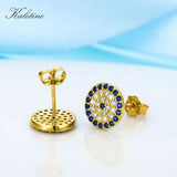925 Silver CZ Crystal Turkey Evil Eye Earrings Yellow Rose