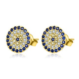 925 Silver CZ Crystal Turkey Evil Eye Earrings Yellow Rose