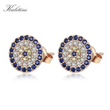 925 Silver CZ Crystal Turkey Evil Eye Earrings Yellow Rose
