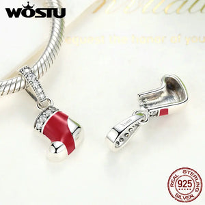 925 Silver Christmas Stocking Charms wst Bracelet Pendant Jewelry