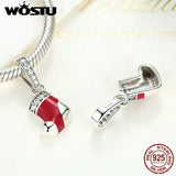 925 Silver Christmas Stocking Charms wst Bracelet Pendant Jewelry