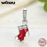 925 Silver Christmas Stocking Charms wst Bracelet Pendant Jewelry