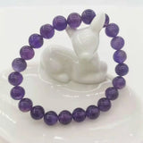 Amethyst Bracelet 8mm Round Bead Elastic for Women