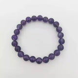 Amethyst Bracelet 8mm Round Bead Elastic for Women