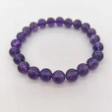 Amethyst Bracelet 8mm Round Bead Elastic for Women
