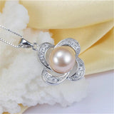 Freshwater Pearl Pendant Necklace 925 Silver Cross Pendant