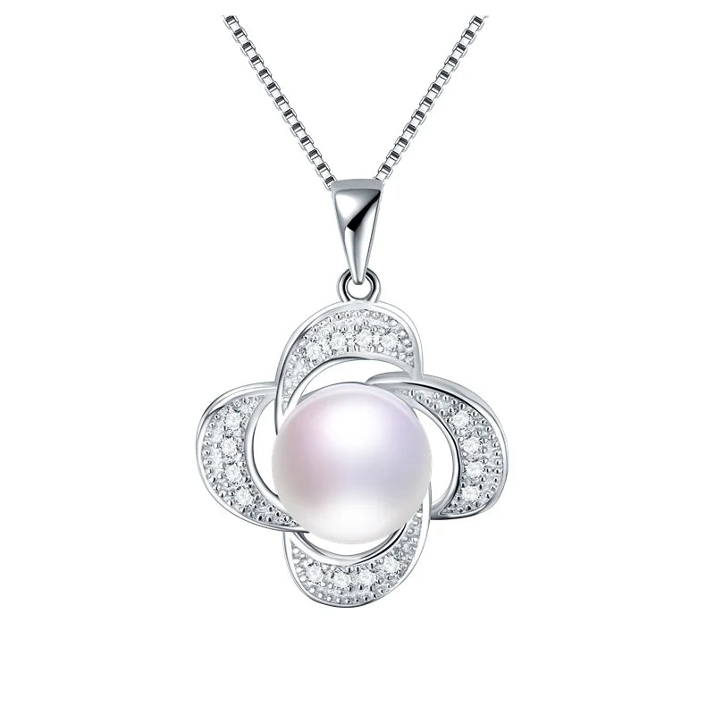 Freshwater Pearl Pendant Necklace 925 Silver Cross Pendant