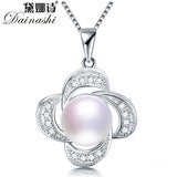 Freshwater Pearl Pendant Necklace 925 Silver Cross Pendant