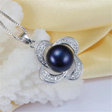 Freshwater Pearl Pendant Necklace 925 Silver Cross Pendant
